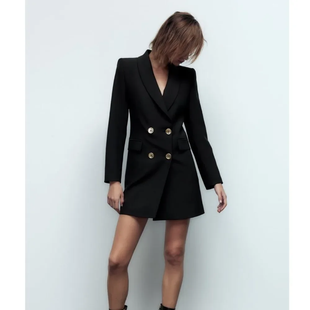 ZARA DOUBLE BREASTED LONG BLAZER NWT L - Picture 2 of 12